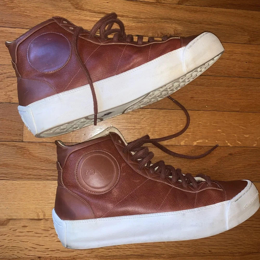 Y-3 Adidas Hejarklack Hi Top Leather Brown Sneaker Men’s 9